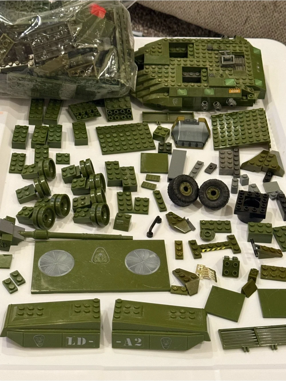 Army vehicle blocks pieces parts elements lot